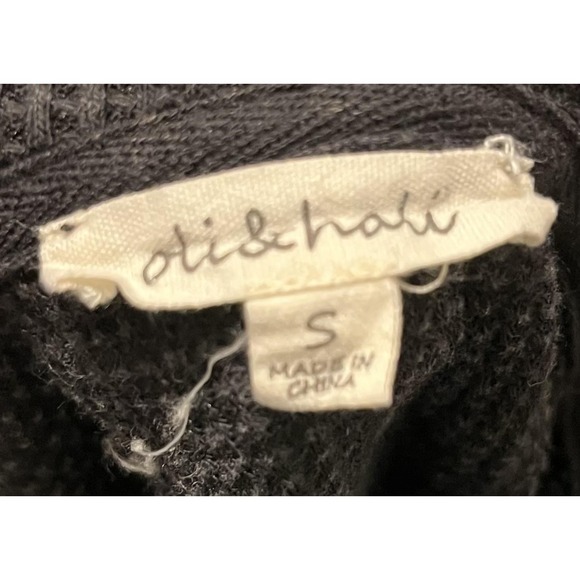 Ali &‎ Hali Hoodie Womens Small Black Waffle Knit Hook Eye Closure Pocket Casual - Picture 5 of 7